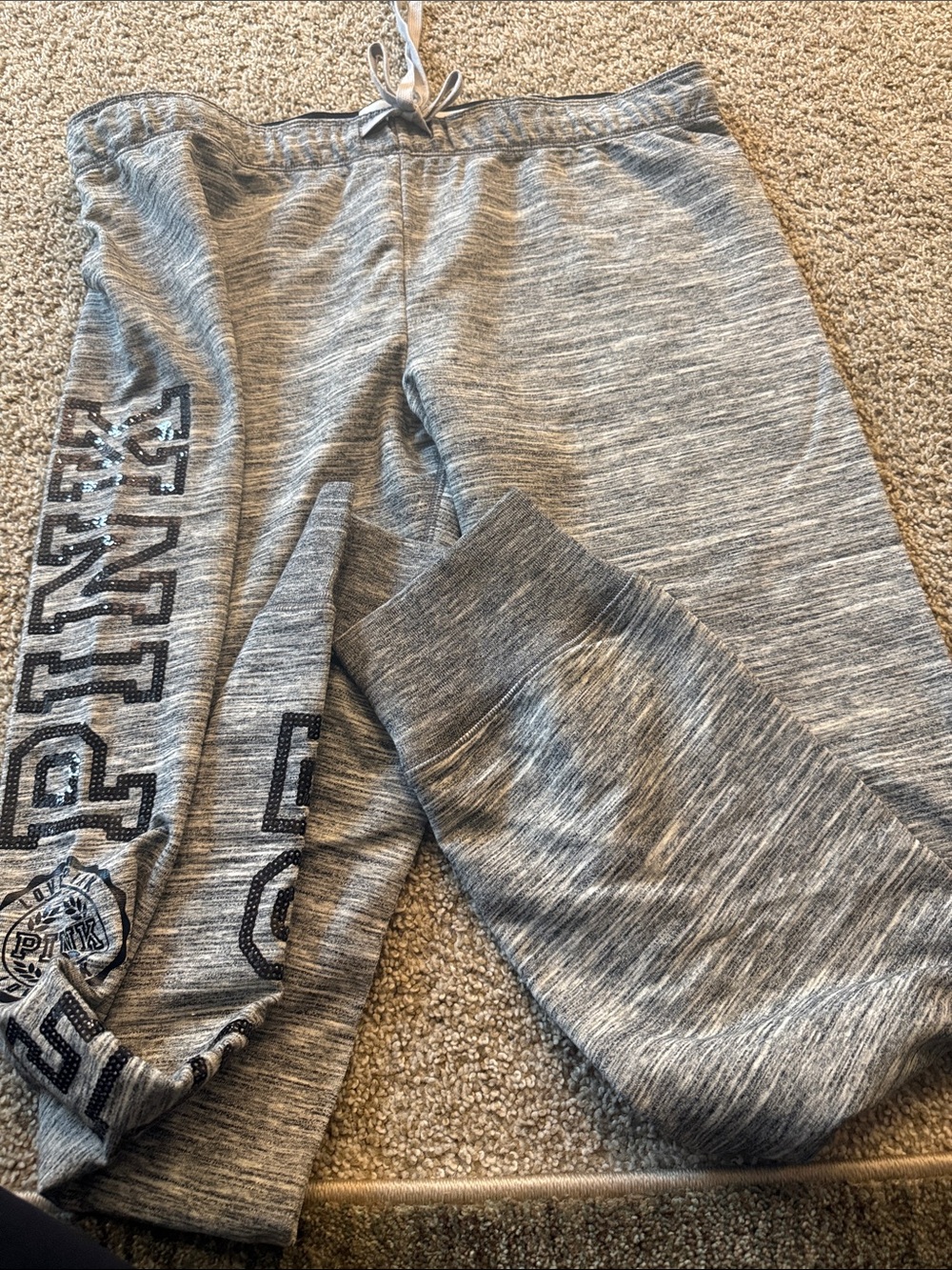 PINK Victoria's Secret Heather Gray Logo Jogger Pants size L